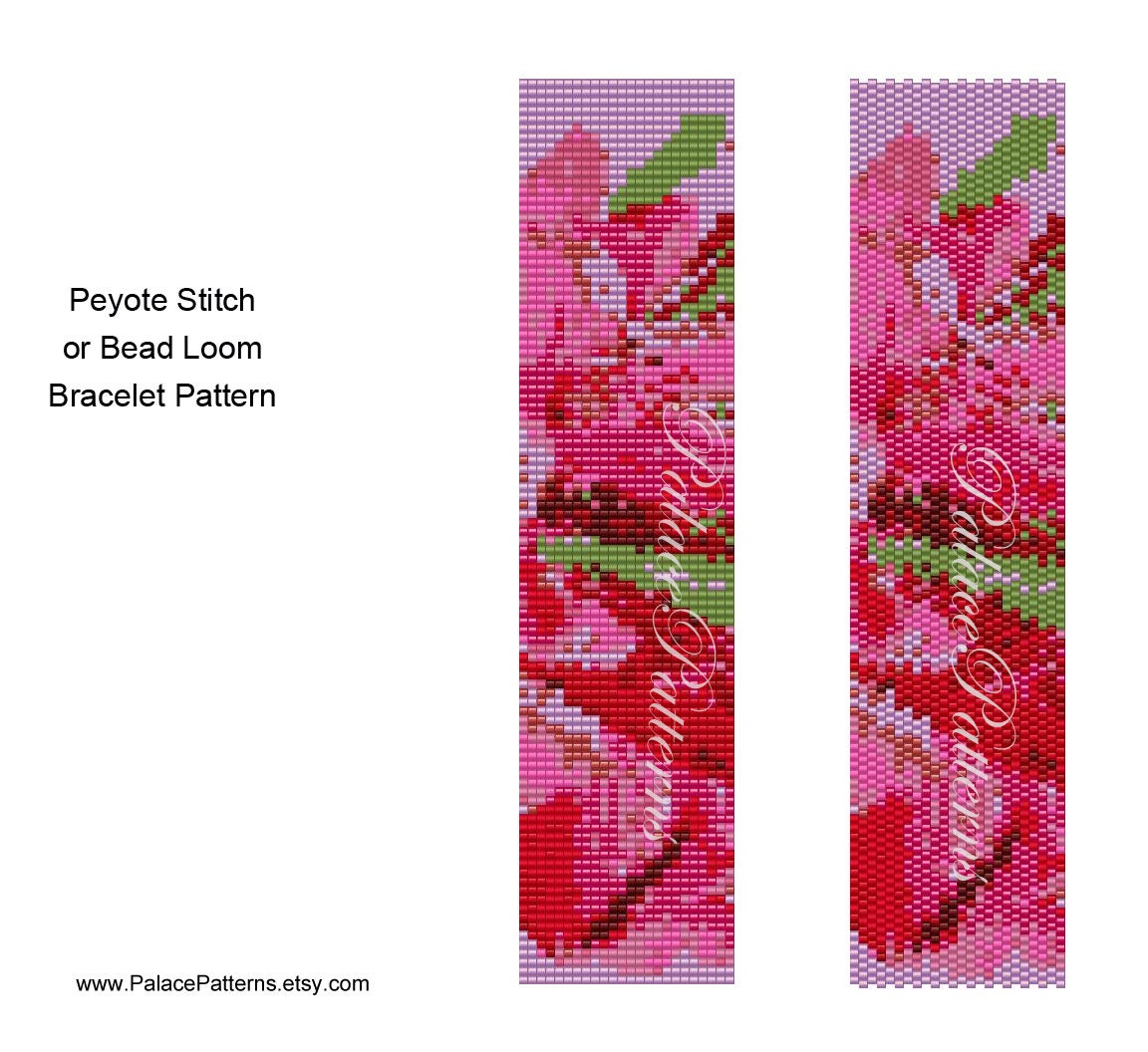 Bracelet Pattern for Single Peyote Stitch or Bead Loom Weaving - Gladiolus Delica Bead Pattern