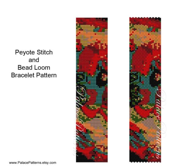 PP307 Bead Loom or Peyote Stitch Bead Weaving Bracelet Pattern - Delica Bead Bracelet Pattern for Loom or Peyote Stitch