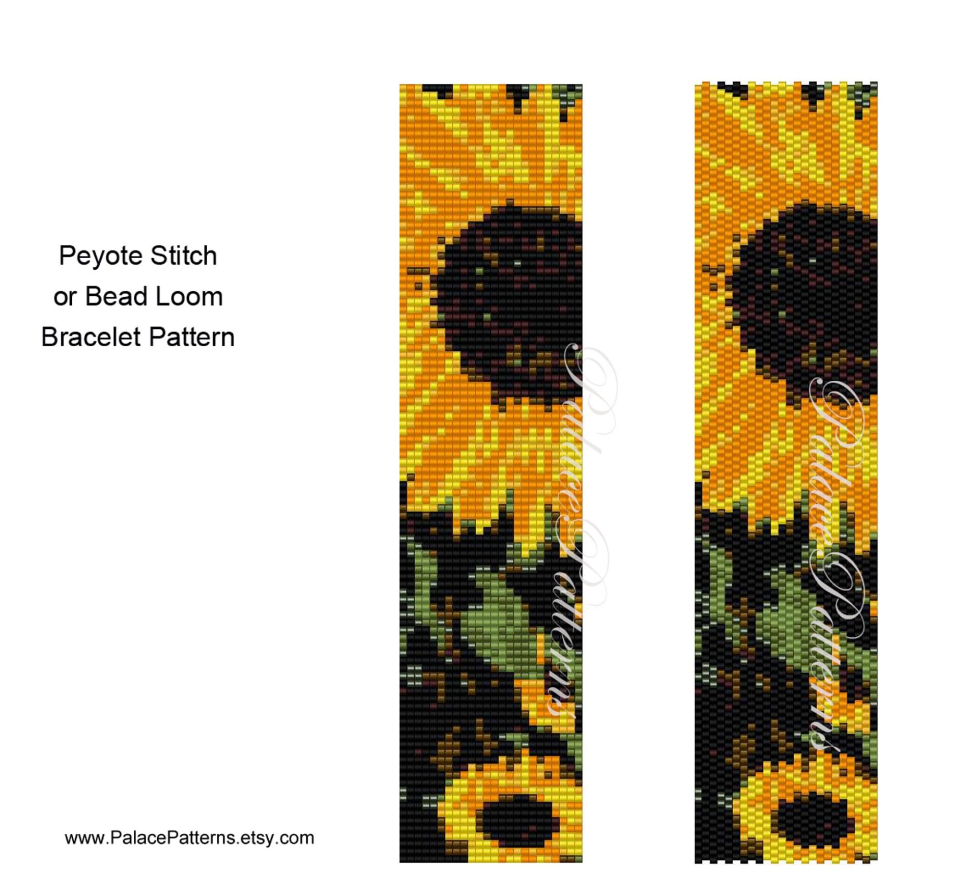 Bracelet Bead Weaving Pattern - Sunflower Delica Bead Bracelet Pattern