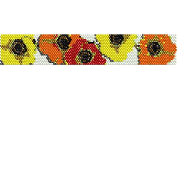 Bright Poppies Bead Loom or Peyote Stitch Bracelet Pattern - Bright Poppies Delica Bead Bracelet Pattern - Image 2