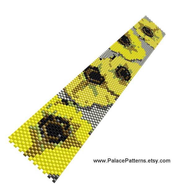Beadweaving Bracelet Pattern - Peyote and Loom Patterns - Yellow Poppies Delica Bead Bracelet Pattern - Image 2