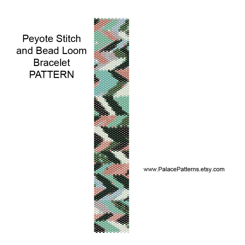 Chevron Bracelet Pattern - single, 2 drop peyote, bead loom pattern - Chevron2
