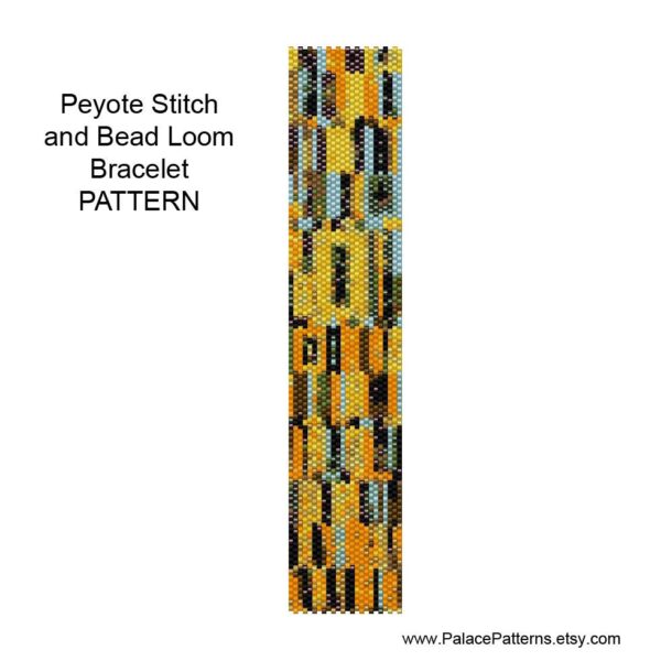 Beadweaving Bracelet Pattern - Peyote and Loom Patterns - Klimt 12 Delica Bead Bracelet Pattern, Klimt Inspirated Bracelet Pattern