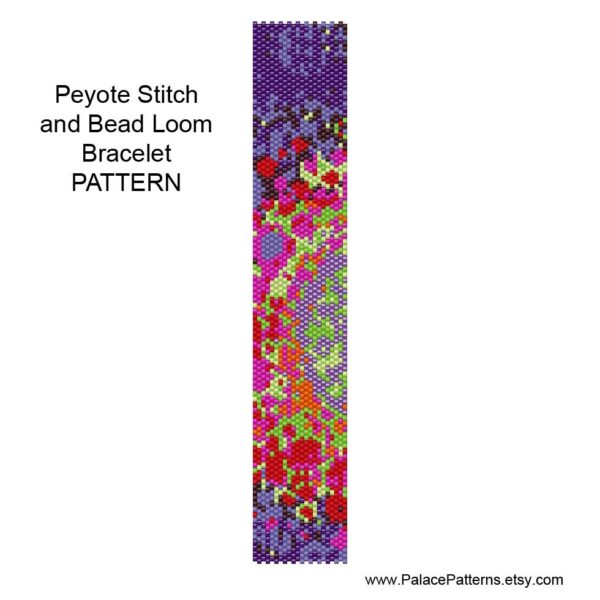 Delica Bracelet Pattern PP14 - Bead Loom and Peyote Stitch Bracelet Pattern - Purple Lime