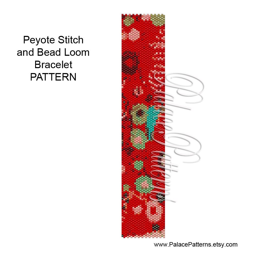 Klimt Altered Red - Loom and Peyote Bracelet Patterns - Beadweaving Pattern