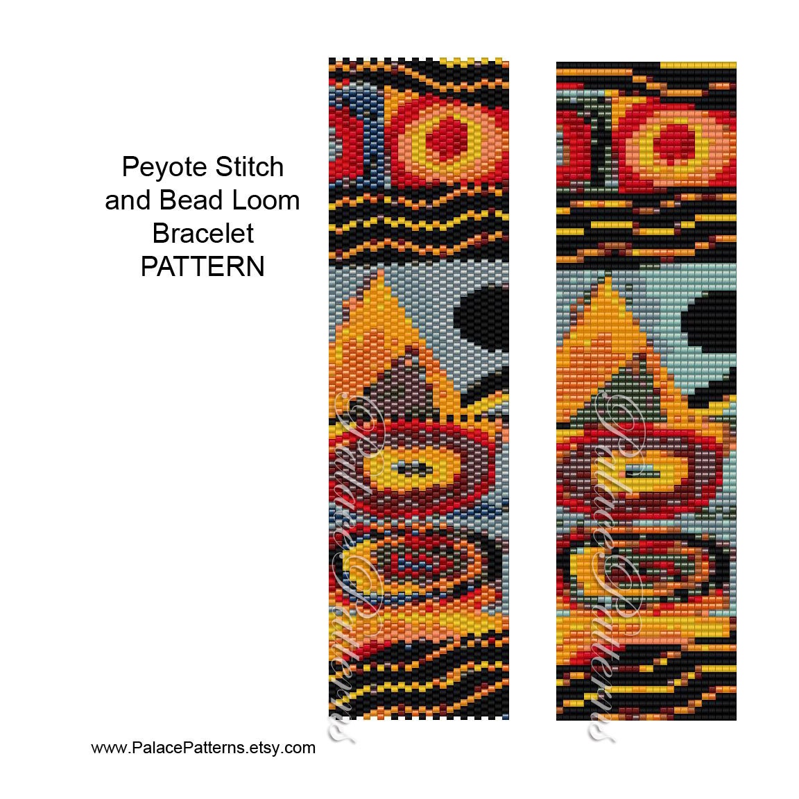 Bracelet Pattern for Bead Loom or Single Peyote Stitch - PP142