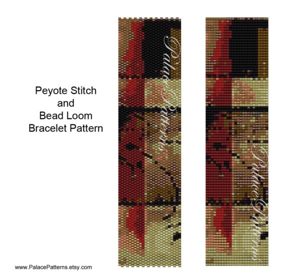 Bracelet Pattern for Bead Loom or Peyote Stitch - Freeform 10 Beadweaving Bracelet Pattern