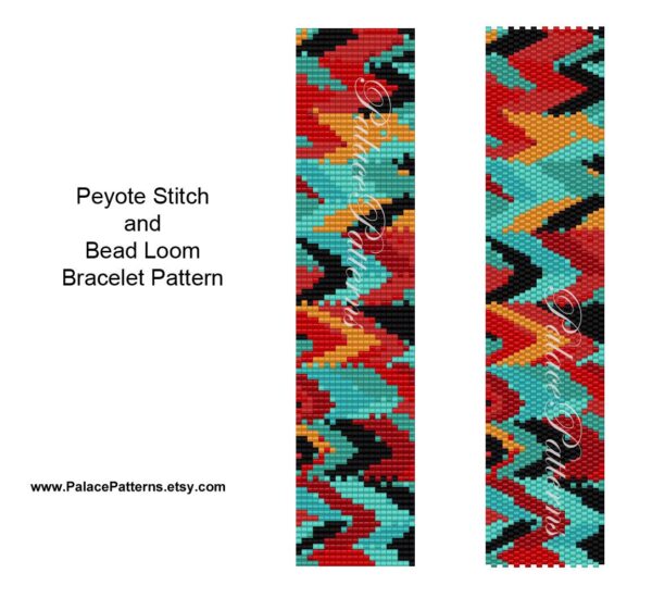 Chevron Bracelet Bead Loom Pattern - ChevronTribalColors - Chevron Peyote Stitch Bracelet Pattern