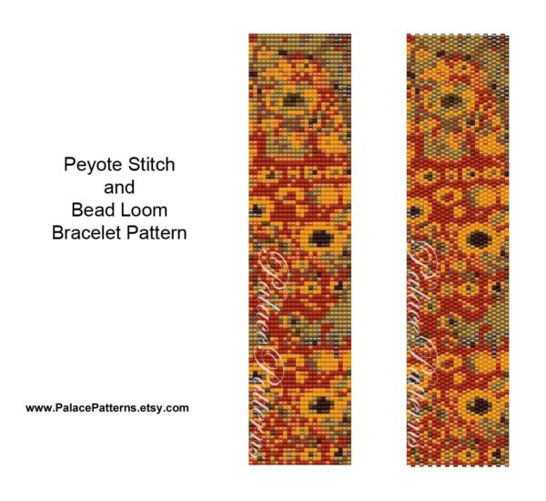 Delica Bead Bracelet Pattern, Klimt Inspired Peyote Stitch or Bead Loom Bracelet Pattern - Klimt 11 Delica Bead Pattern