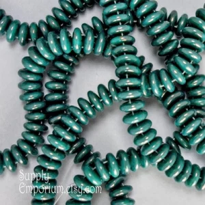 6mm Czech 2 hole lentil beads in Persian Turquoise Moondust