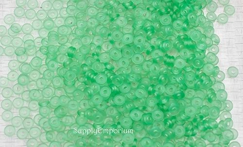 3.8X1mm Matte Peridot Czech O Bead - 5 Grams - 3536R - Image 2