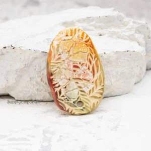 polymer clay crackled pendant with earthy textured finish and top hole