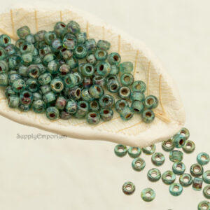 8/0 Miyuki Seed Beads Transparent Seafoam Picasso 8-4506