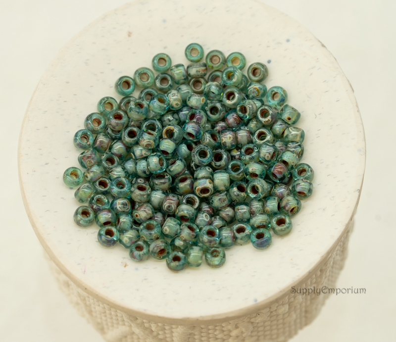 8/0 Miyuki Seed Beads - Transparent Seafoam Picasso, 8-4506 (15 Grams) 1823 - Image 2