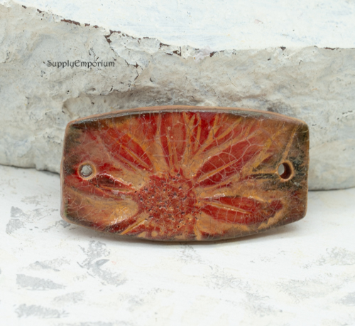 Polymer Clay Blue Textured Flower 2-Hole Connector, 1 Piece, CLAY 5383