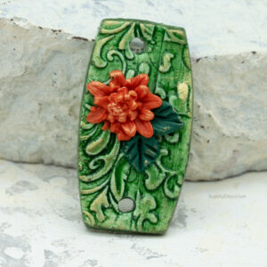 handmade polymer clay 2 hole flower connector rectangle component