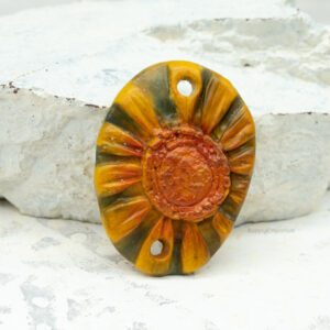 handmade polymer clay sunflower 2-hole connector floral jewelry component
