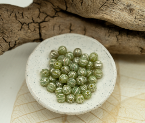 4mm Lime Green Mercury Czech Glass Melon Round - 50 Pieces - 1403 - Image 3