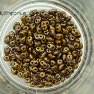 2.5x5mm opaque yellow bronze Picasso Czech SuperDuo 2-hole beads