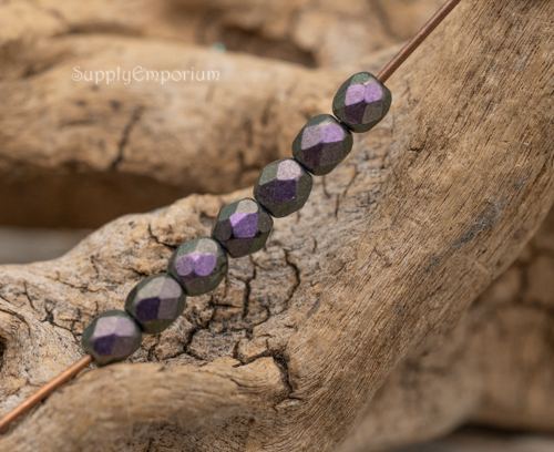 4mm Jet Purple Czech Fire Polish Round - 50 pieces - 5171R - Image 2