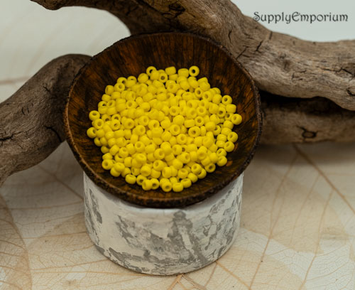 8/0 Opaque Yellow Miyuki Seed Bead - Quantity: 15 grams - 2197 - Image 3