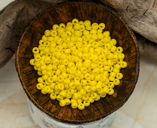 8/0 Opaque Yellow Miyuki Seed Bead - Quantity: 15 grams - 2197 - Image 2