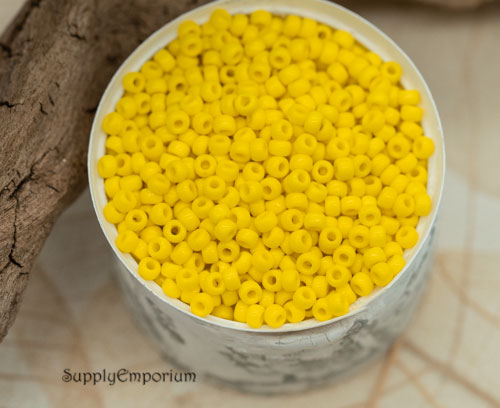 8/0 Opaque Yellow Miyuki Seed Bead - Quantity: 15 grams - 2197