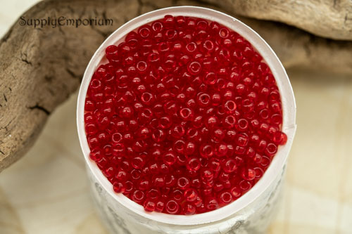 8/0 Transparent Red Miyuki Seed Bead - Quantity: 15 grams - 2463