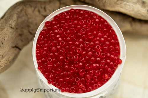 8/0 Transparent Red Miyuki Seed Bead - Quantity: 15 grams - 2463 - Image 4