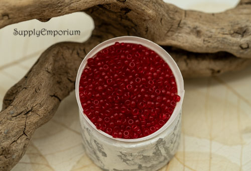 8/0 Transparent Red Miyuki Seed Bead - Quantity: 15 grams - 2463 - Image 3