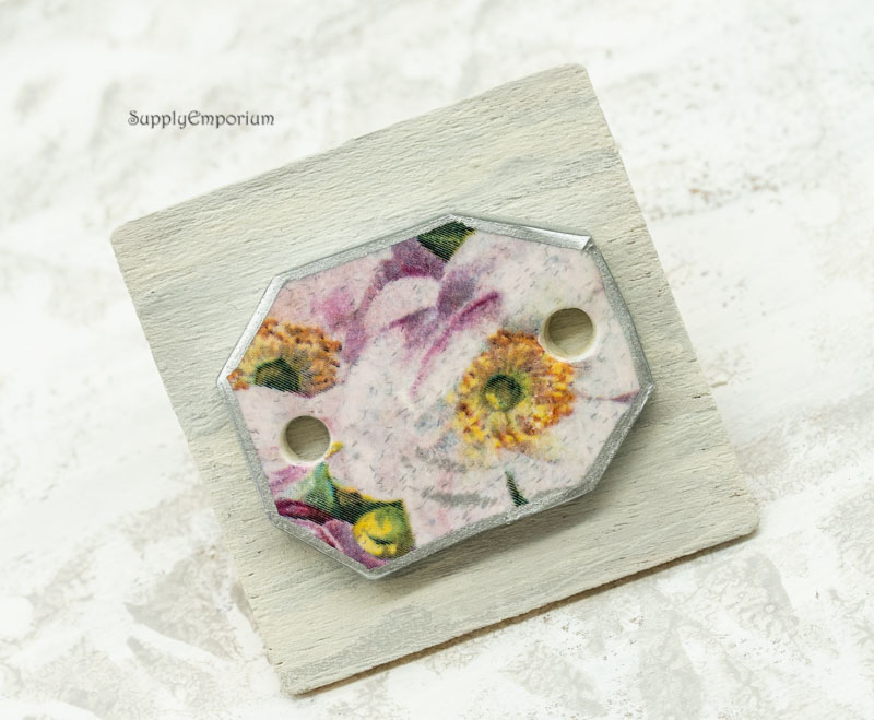 Polymer Clay 2 Hole Connector, Faux Ceramic Shard Connector, 31x26mm, 1 Piece, Clay 4060 - Image 2