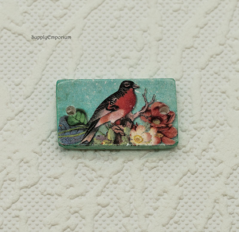 Polymer Clay Bird 2-Hole Connector, 1 Piece, Clay 4754