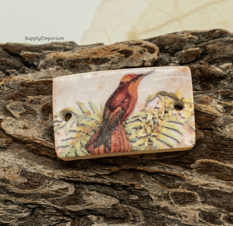 Polymer Clay Bird 2-Hole Connector, 1 Piece, Clay 4755