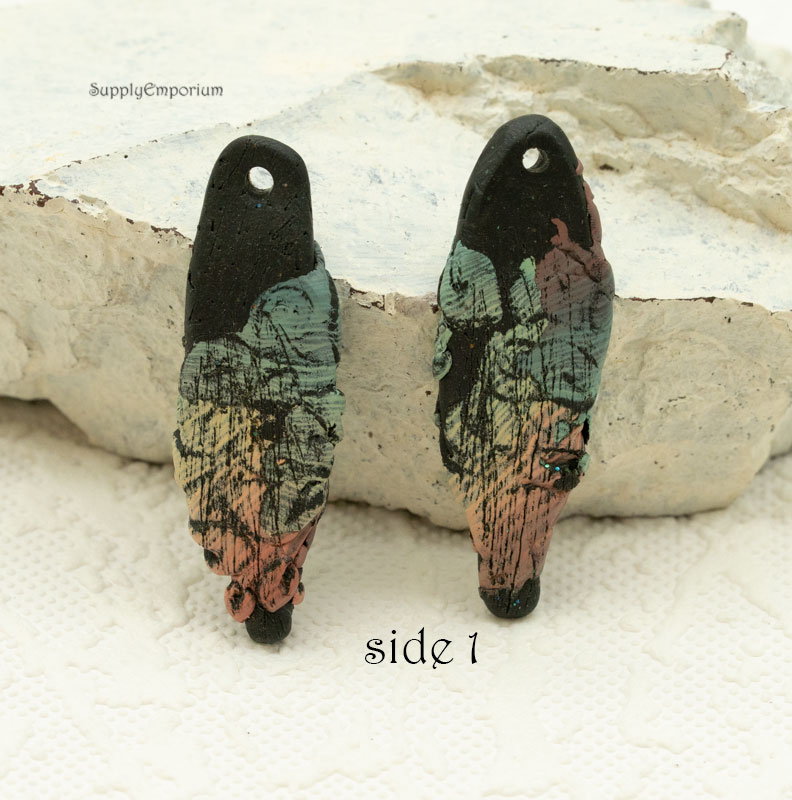 Earthy Polymer Clay Earring Charms, 47x18mm, 2 pieces, CLAY 5411