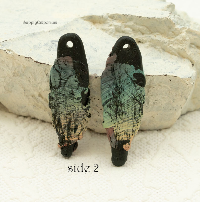 Earthy Polymer Clay Earring Charms, 47x18mm, 2 pieces, CLAY 5411 - Image 2