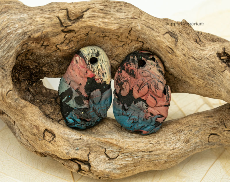 Earthy Polymer Clay Earring Charms, 26x19mm, 2 pieces, CLAY 5413