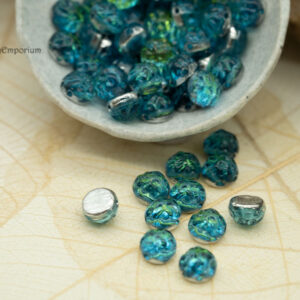 7mm backlit aquasol baroque Czech 2-hole cabochon beads