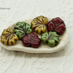 10x13mm Czech maple leaf bead mix autumn picasso colors glass beads jewelry making