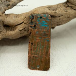 antique copper turquoise patina connector 2 hole connector 53x21mm handmade