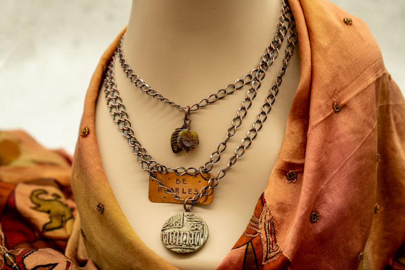 "Be Fearless" Copper Pendant Necklace with Polymer Clay - CDSN1 - 1 Piece - Image 3