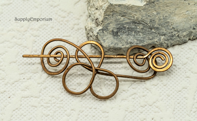 Hand Formed Bronze Wire Shawl Pin - Scarf Pin - 1 Piece - SP6