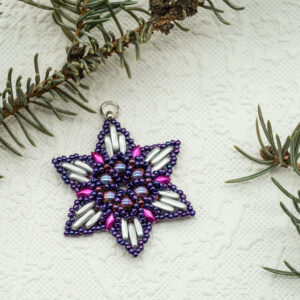 purple beaded snowflake star ornament suncatcher pendant handmade
