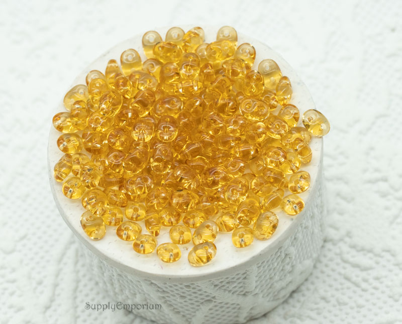 Transparent Topaz Czech SuperDuo 2.5x5mm 2-Hole Beads - 16 grams - 1596