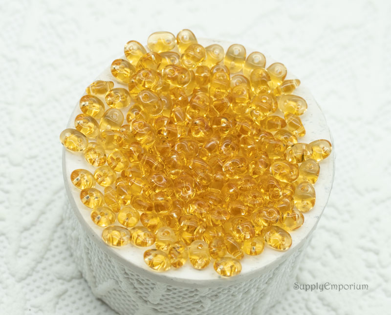 Transparent Topaz Czech SuperDuo 2.5x5mm 2-Hole Beads - 16 grams - 1596 - Image 2