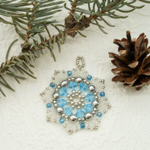 blue beaded snowflake star christmas ornament suncatcher pendant handmade