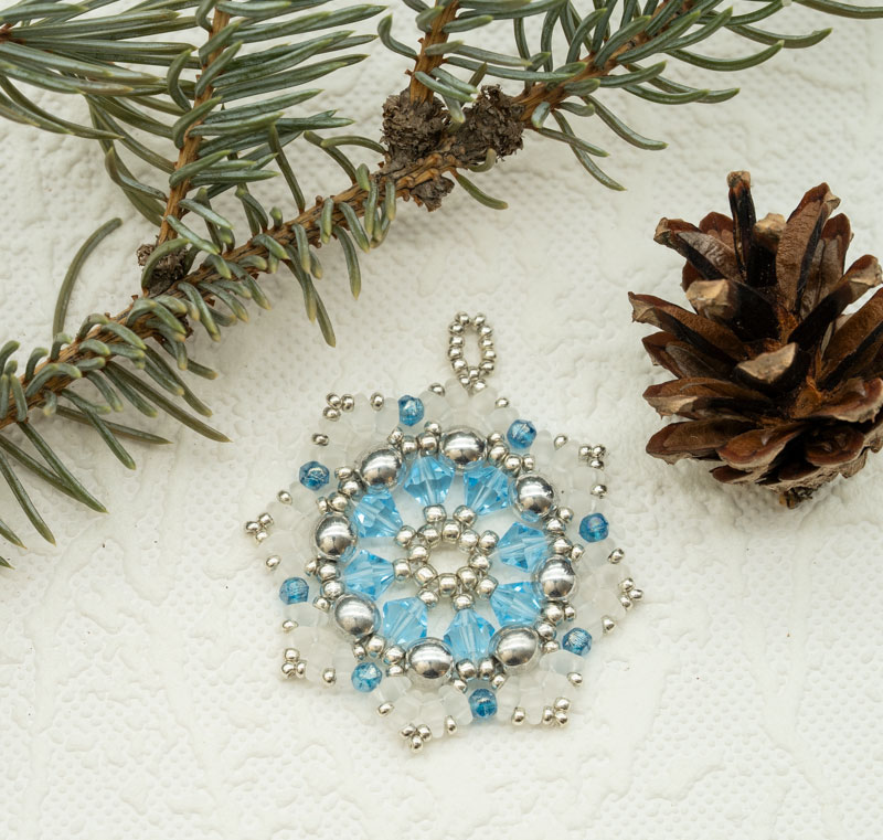 blue beaded snowflake star christmas ornament suncatcher pendant handmade