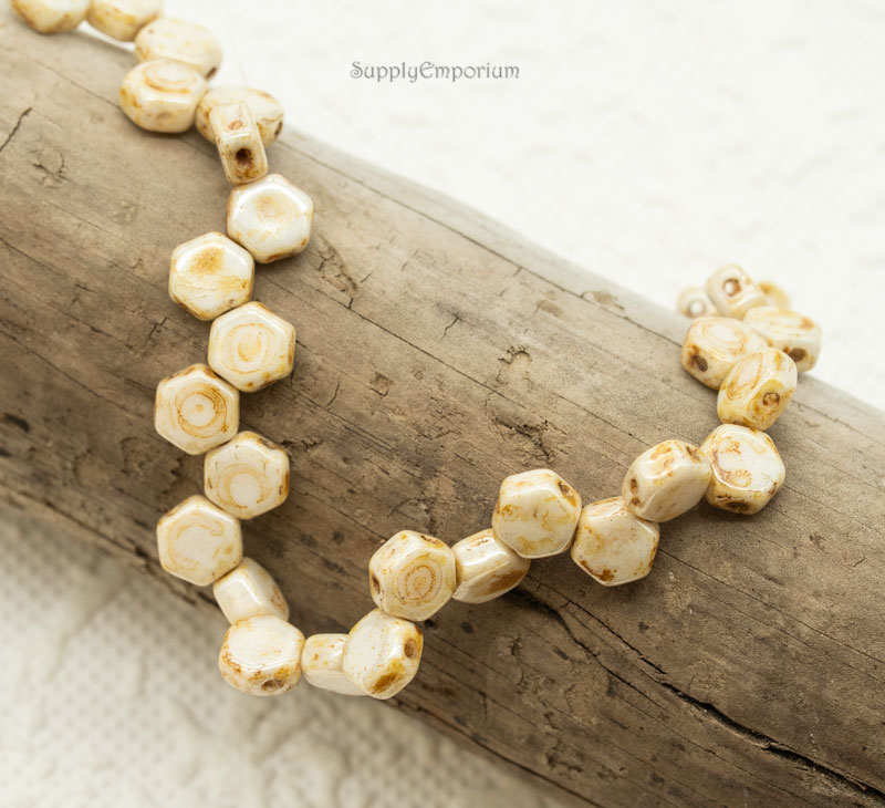 6mm Honey Drizzle Czech Honeycomb - 30 pieces - 4040 - Image 2