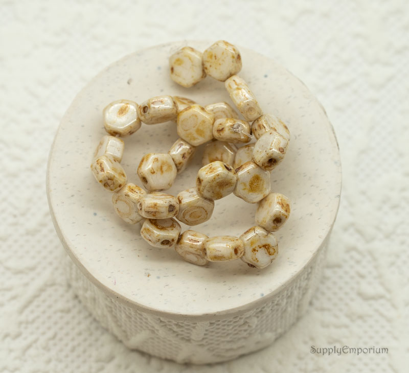 6mm Honey Drizzle Czech Honeycomb - 30 pieces - 4040