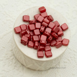 5mm Czech mini tile beads pastel dark coral