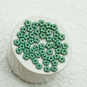 alabaster metallic emerald Czech forget me not beads 5mm small green flower glass beads